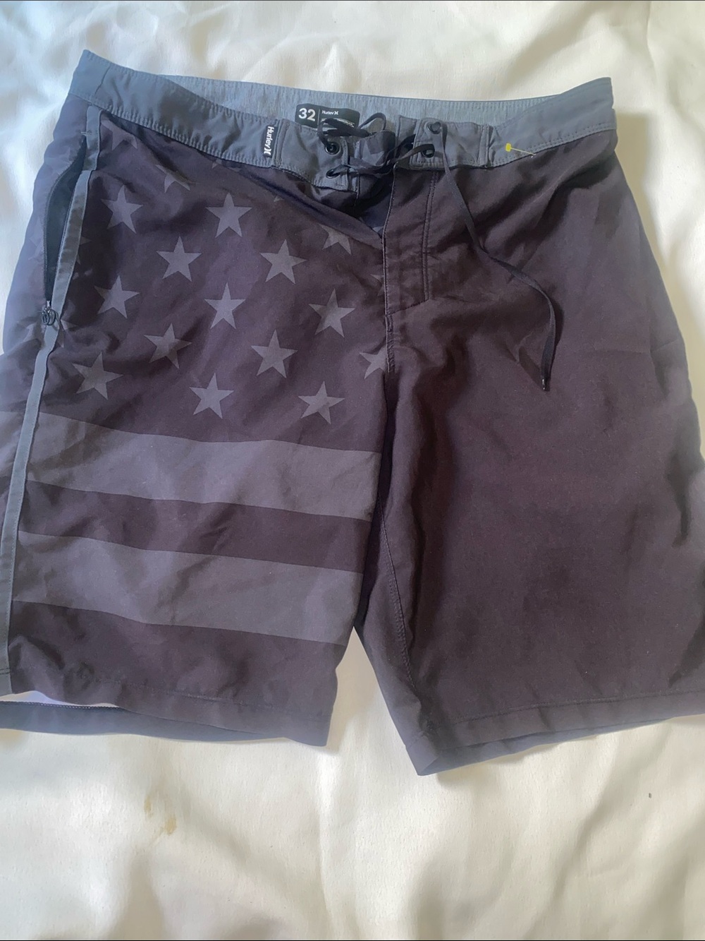 Hurley Black and Gray Star-Stripe Board Shorts